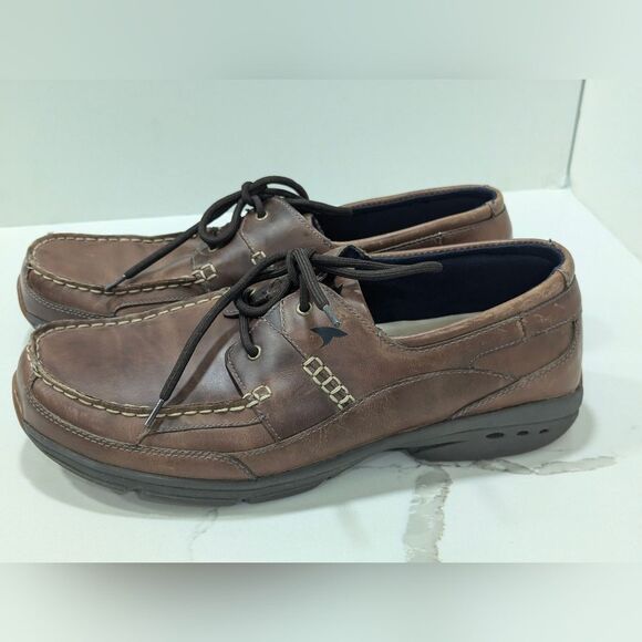 Rugged Shark Pilot leather brown Men size 13 moccasin boat shoes antimicrobial - Picture 1 of 10